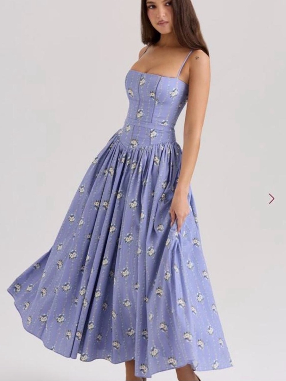The House of CB Ysabella Blue Daisy Print Stretch Midi Sundress, Large, A-C Cup
